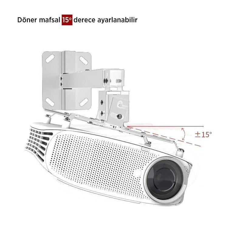 Universal 43-65CM Projeksiyon Cihazı Tavan Askı Aparatı Tavan Bağlantı Aparatı Duvar Bağlantı Aparatı Beyaz (VANKYO İLE UYUMLU DEĞİLDİR)