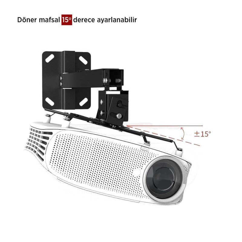 Universal 43-65CM Projeksiyon Cihazı Tavan Askı Aparatı Tavan Bağlantı Aparatı Duvar Bağlantı Aparatı Siyah (VANKYO İLE UYUMLU DEĞİLDİR)