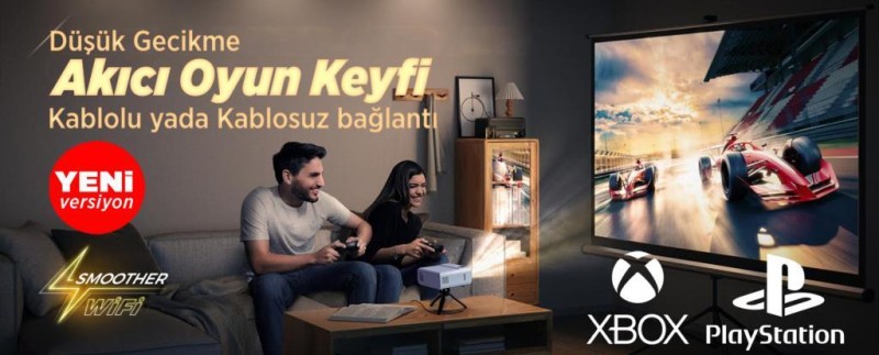 Vankyo Sunspark 500W Android TV 1080P Destekli Projeksiyon Cihazı 5G Wi-Fi + 5.1 Bluetooth - LCD LED - 240 Inç Yansıtma-Dahili Hoparlör-PS5/XBOX/HDMI/USB/VGA/AV