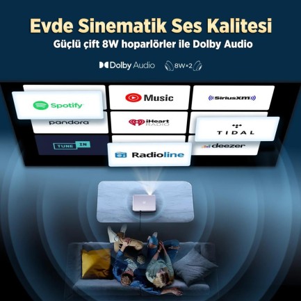 Vankyo Performance V700G Android Google TV HDR10+ 4K Destekli Projeksiyon Cihazı +Auto Focus+Auto Keystone+6G WiFi+5.2 Bluetooth+300İnç Yansıtma+Hifi Dolby Ses Sistemi+PS5/PS4/XBOX - Thumbnail