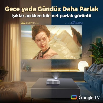 Vankyo Performance V700G Android Google TV HDR10+ 4K Destekli Projeksiyon Cihazı +Auto Focus+Auto Keystone+6G WiFi+5.2 Bluetooth+300İnç Yansıtma+Hifi Dolby Ses Sistemi+PS5/PS4/XBOX - Thumbnail