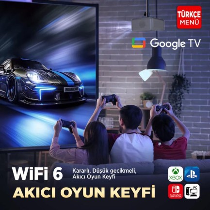 Vankyo Performance V700G Android Google TV HDR10+ 4K Destekli Projeksiyon Cihazı +Auto Focus+Auto Keystone+6G WiFi+5.2 Bluetooth+300İnç Yansıtma+Hifi Dolby Ses Sistemi+PS5/PS4/XBOX - Thumbnail