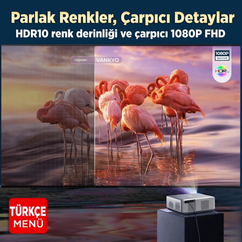 Vankyo Performance V700G Android Google TV HDR10+ 4K Destekli Projeksiyon Cihazı +Auto Focus+Auto Keystone+6G WiFi+5.2 Bluetooth+300İnç Yansıtma+Hifi Dolby Ses Sistemi+PS5/PS4/XBOX