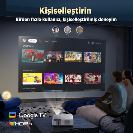Vankyo Performance V700G Android Google TV HDR10+ 4K Destekli Projeksiyon Cihazı +Auto Focus+Auto Keystone+6G WiFi+5.2 Bluetooth+300İnç Yansıtma+Hifi Dolby Ses Sistemi+PS5/PS4/XBOX - Thumbnail