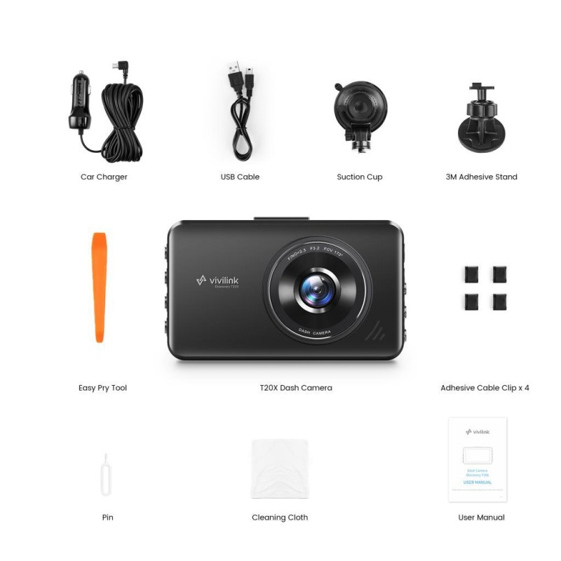 Vantop Vivilink T20X 2.5K Yüksek Kalite Akıllı Araç İçi Kamera - 170° Geniş Açı Lens - Sony Sensör - Gece Görüş - WDR - 3 Inch IPS Ekran - G-Sensor - 24h Park Modu