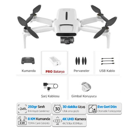 Xiaomi FIMI X8 Mini Pro 4K Kameralı Drone Seti ( IHA KAYDI GEREKTİRMEZ - Distribütör Garantili ) - Thumbnail