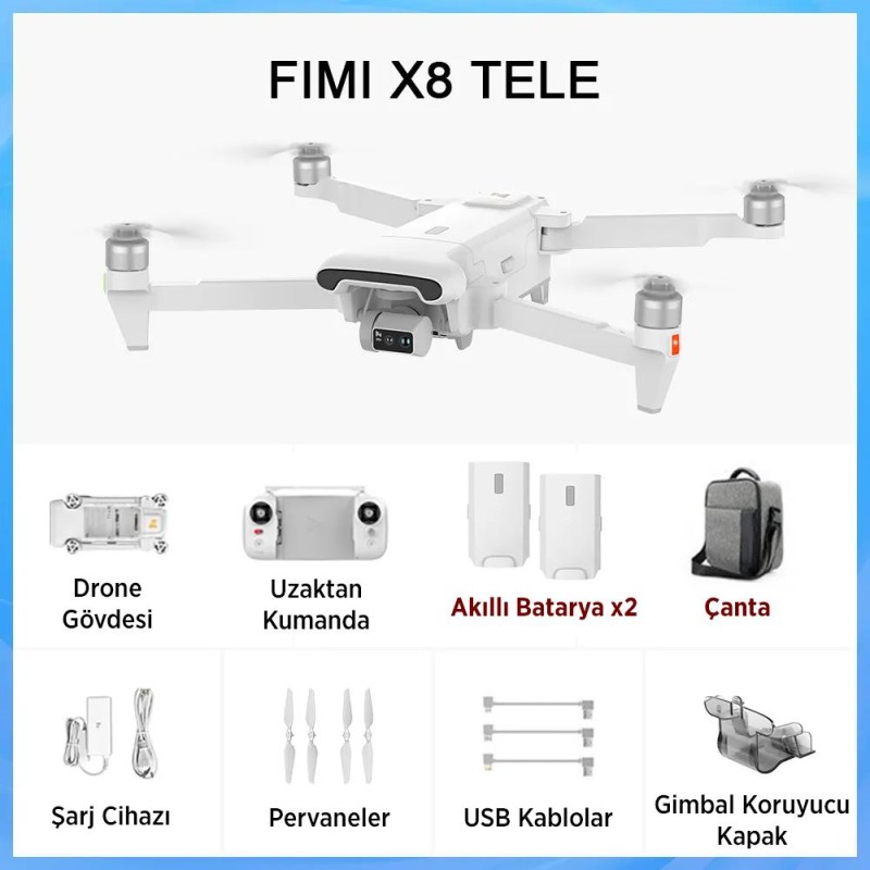 Xiaomi FIMI X8 TELE Combo Kameralı Drone Seti Beyaz