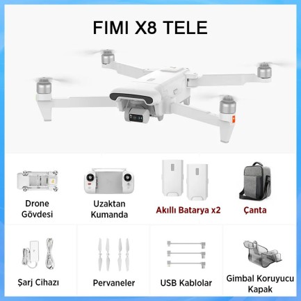 FIMI - Xiaomi FIMI X8 TELE Combo Kameralı Drone Seti Beyaz