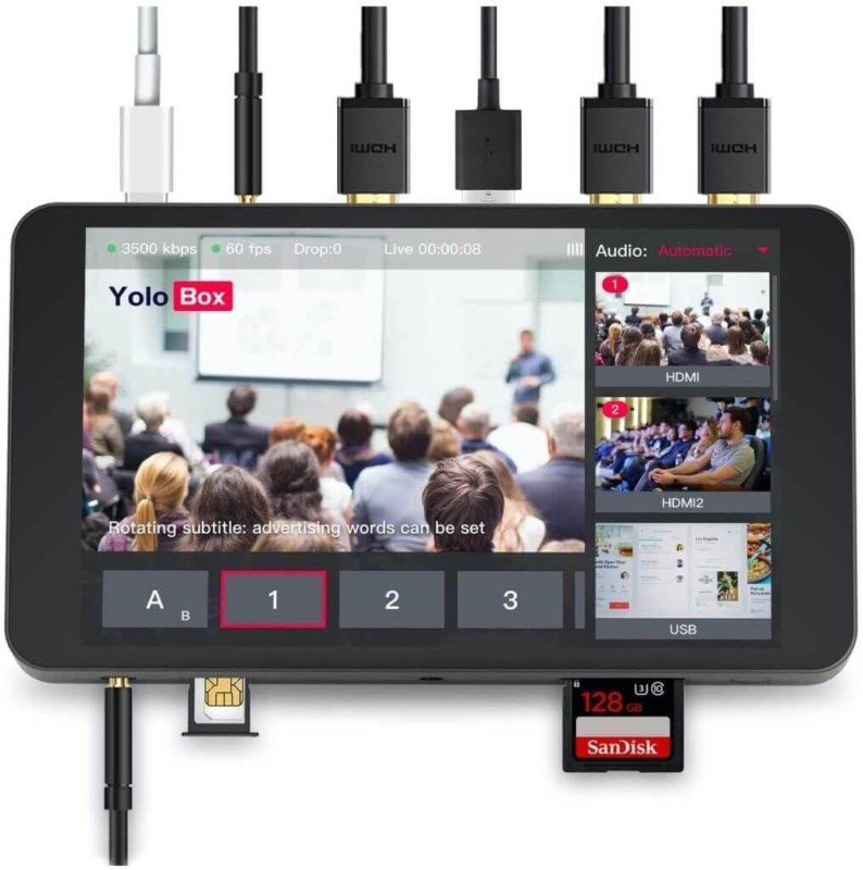 Yololiv Yolobox Taşınabilir All-in-One Çok Kameralı Canlı Yayın Cihazı Encoder,Switcher,Monitör,Kaydedici